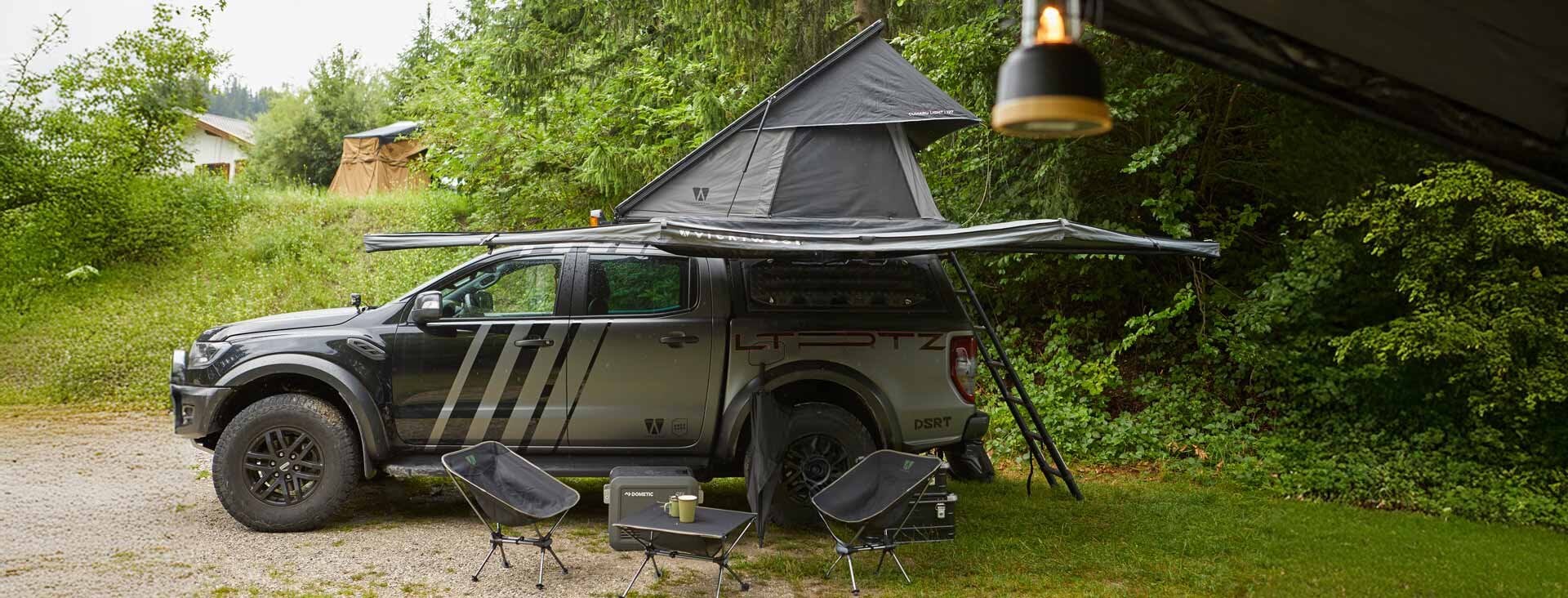 Ford Raptor with Rooftop Tent and 180° Awning