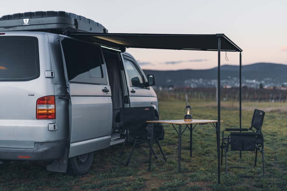 Side awning with LED lighting