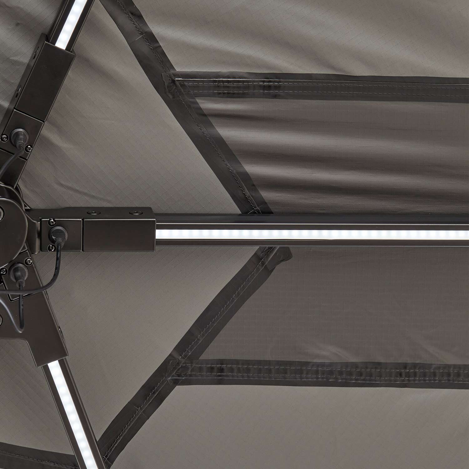 Awning arms with LED lighting