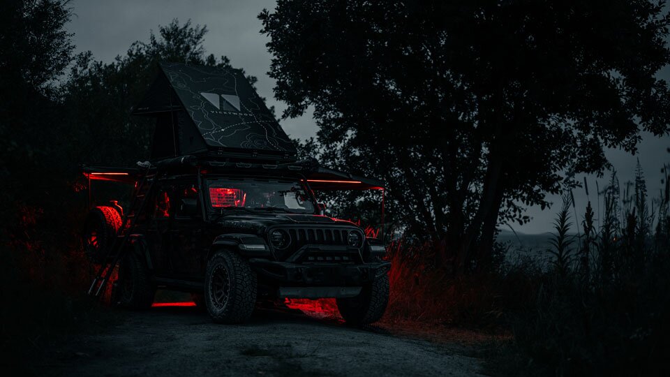 LED-Lighting in red and white.