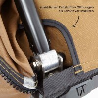 Dachzelt WILLOW PRO 1 ECO 160 goldbraun m. Mesh m. Standardleiter m. Komfort-Hybridmatratze