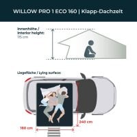 Roof Top Tent WILLOW PRO 1 ECO 160 earthy-yellow w. Standardladder w. Comfort Hybrid Mattress