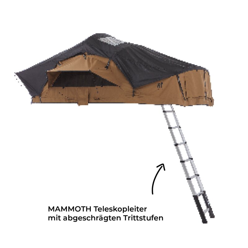 Roof Top Tent WILLOW PRO 1 ECO 160 earthy-yellow w. MAMMOTH Ladder w. AIR PRO Mattress