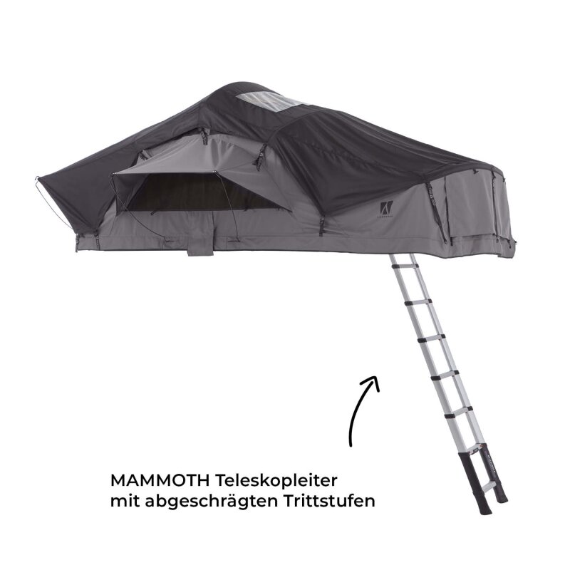 Roof Top Tent WILLOW PRO 1 ECO 160 grey w. MAMMOTH Ladder w. Comfort Hybrid Mattress