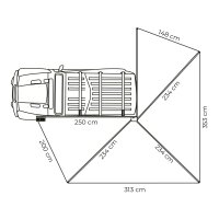 270° Markise LEAF Links 250 cm grau