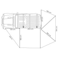 270° Markise LEAF EXTENDED Links 200 cm grau