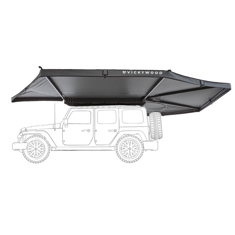 Car Side Awning 270° LEAF EXTENDED left 250 cm grey