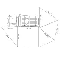 270° Markise LEAF EXTENDED Links 250 cm grau
