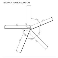 270° Hardcover Seitenmarkise BRANCH HC-R Rechts 2M grau
