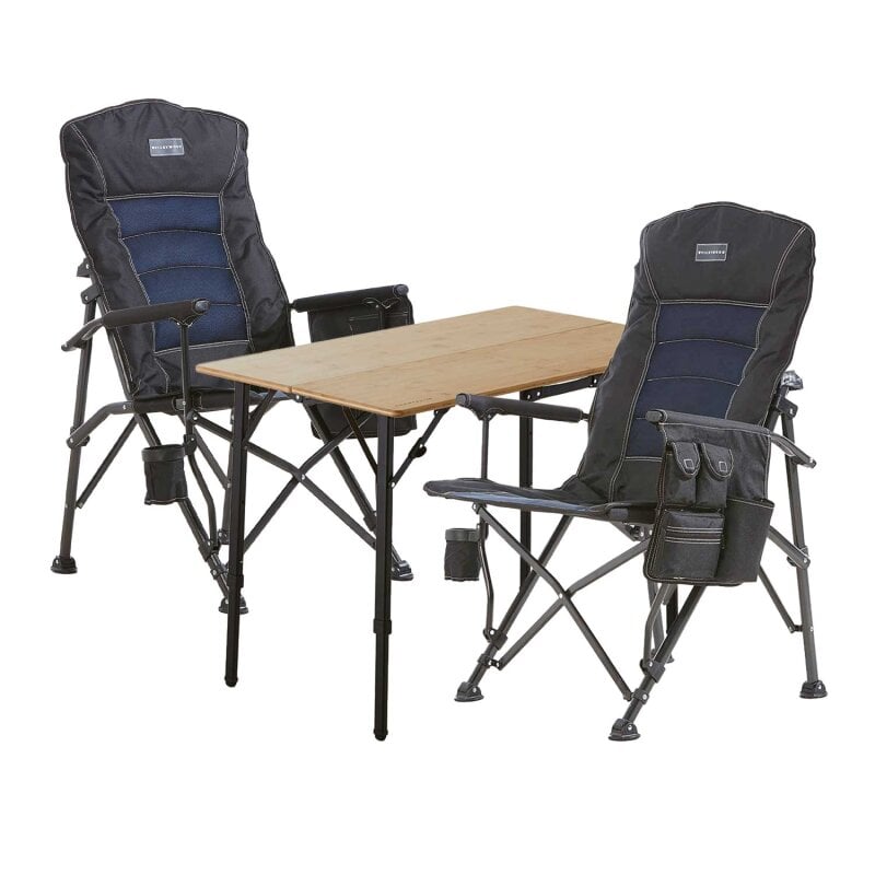 Camping Set 2x SUMMIT Black Campingstuhl und -tisch Bamboo