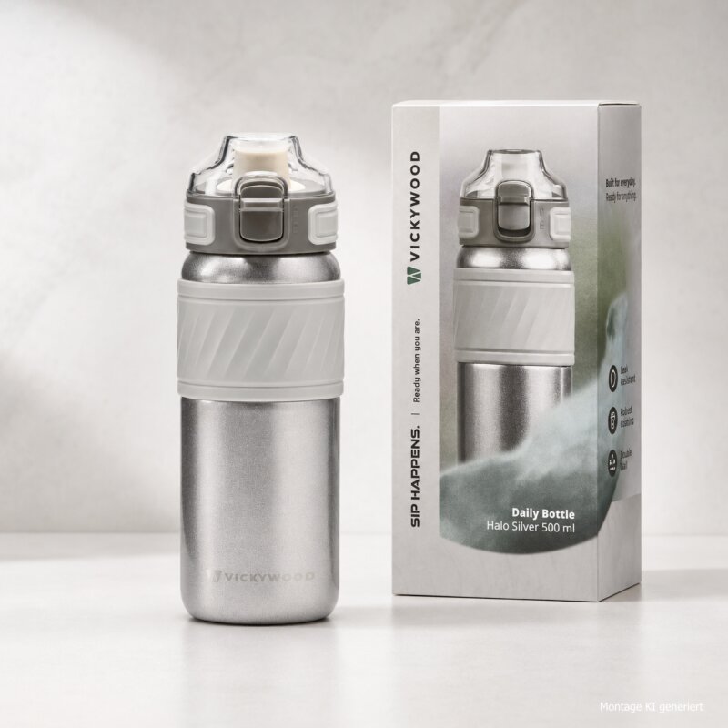 Edelstahl Daily Bottle Halo Silver 500 ml