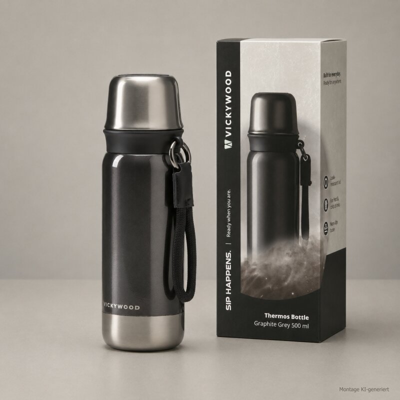 Edelstahl Thermos Bottle Graphite Grey 500 ml