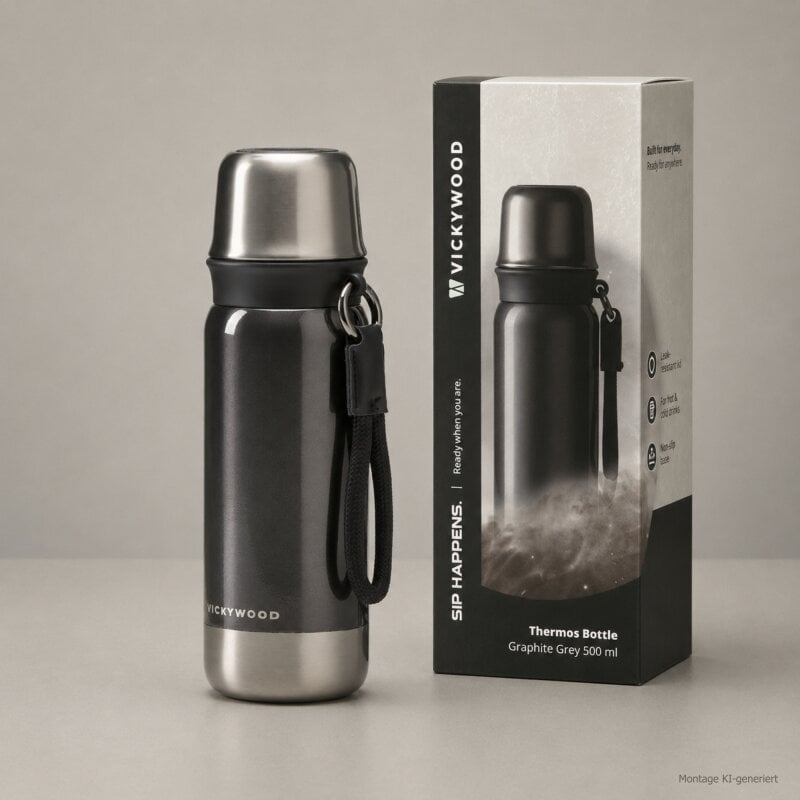 Edelstahl Thermos Bottle Graphite Grey 500 ml