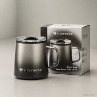 Edelstahl Travel Mug Fade Black & Silver 350 ml
