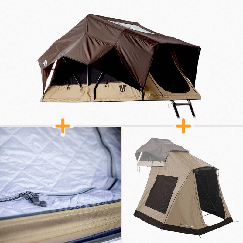Bundle: LITTLE BAMBOO 125 coffee Rooftop Tent Set